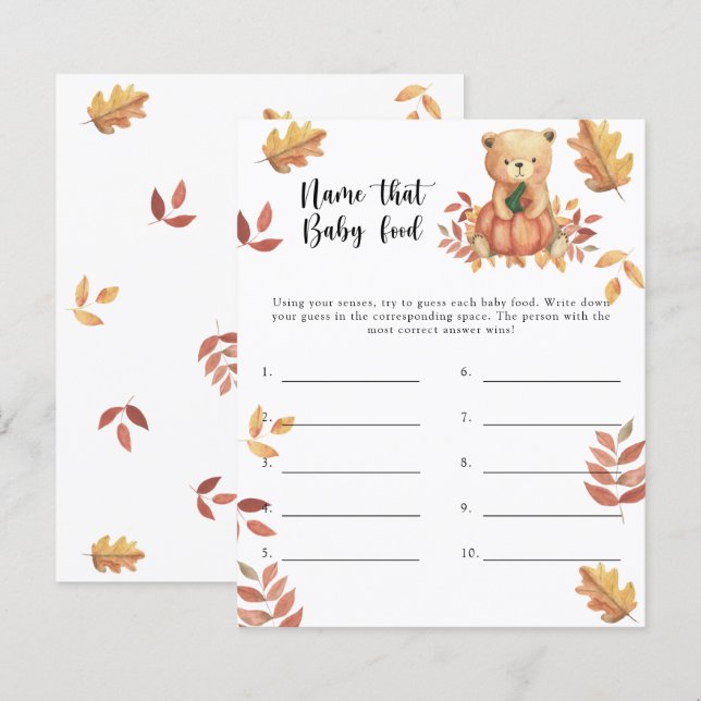 Benennen Sie das Baby Food Dusche Spiel (Vorne/Hinten)