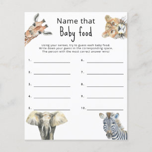 Benennen Sie das Babynahrung - Safari Baby Dusche