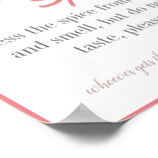 Benennen Sie das Gewürz-Brautparty-Poster Poster (Ecke)