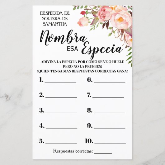 Benennen Sie das Spice Brautparty englisch spanisc (Rückseite)