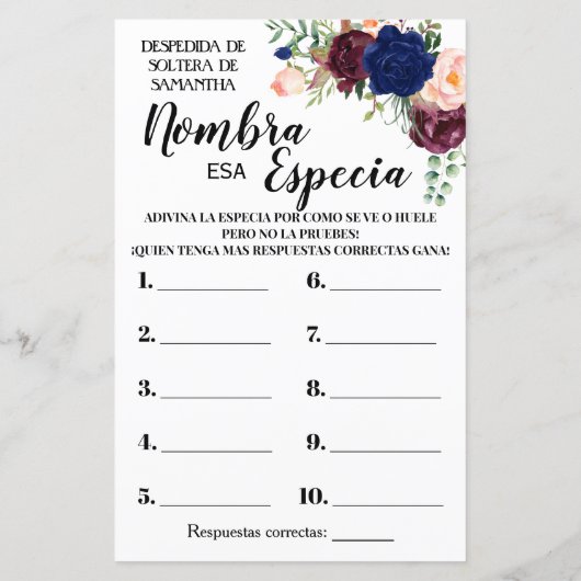 Benennen Sie das Spice Brautparty englisch spanisc (Rückseite)