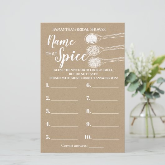 Benennen Sie das Spice Brautparty-Spiel Englisch S (Stehend Vorderseite)