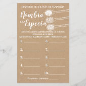 Benennen Sie das Spice Brautparty-Spiel Englisch S (Rückseite)