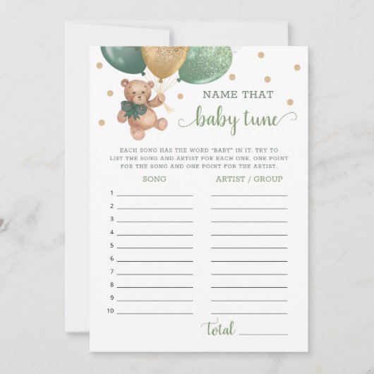 Benennen Sie die Baby Tune Baby Shower Teddy Bear  Einladung (Vorderseite)
