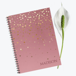 Benennen Sie die Pink Marsala Glitzer Stars Notizblock