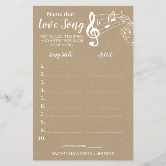 Benennen Sie dieses Lied Brautparty englisch Spani (Vorderseite)