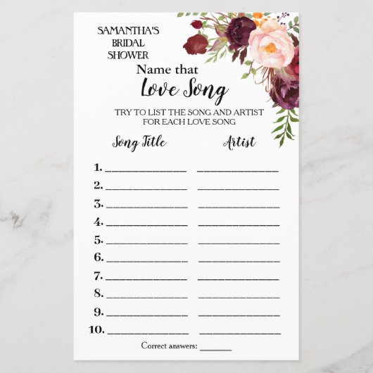 Benennen Sie dieses Lied Brautparty englisch Spani (Vorderseite)