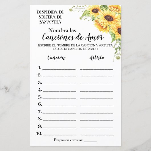 Benennen Sie dieses Lied Brautparty englisch Spani (Rückseite)