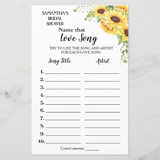 Benennen Sie dieses Lied Brautparty englisch Spani (Vorderseite)