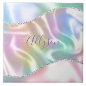 Benennen Sie Lila Skript, Iridescent Wave Fliese (Vorderseite)