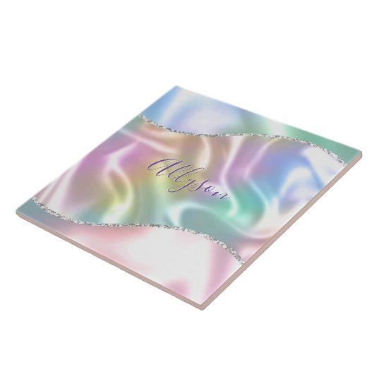 Benennen Sie Lila Skript, Iridescent Wave Fliese (Seite)