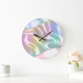 Benennen Sie Lila Skript, Iridescent Wave. Große Wanduhr (Zuhause)