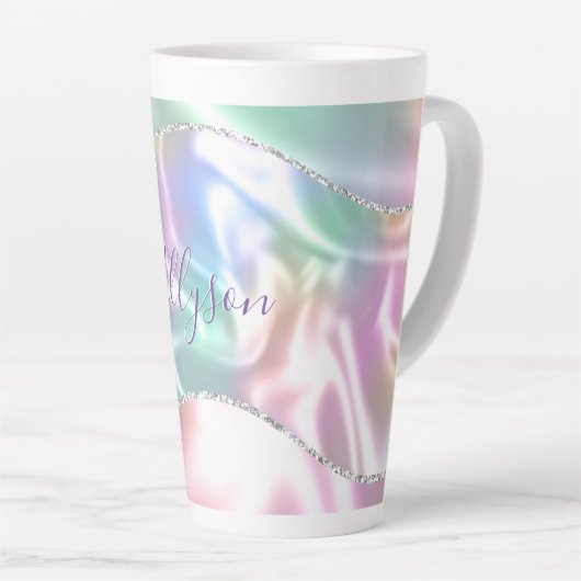 Benennen Sie Lila Skript, Iridescent Wave Milchtasse (Rechte Ecke)