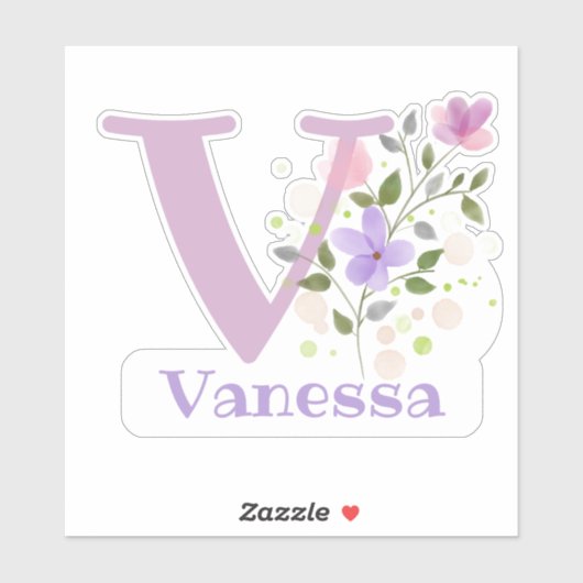 Benennen Sie Vanessa mit dem Letter V-Aufkleber-Au Aufkleber (Blatt)