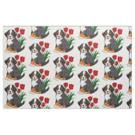 Benese Mountain Welpe mit Tulips Stoff
