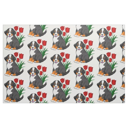 Benese Mountain Welpe mit Tulips Stoff (Fat Quarter (45,7 x 55,9 cm))