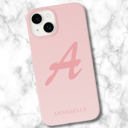 Benetzter Name des Monogramms in Rosa iPhone Hülle