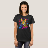 Bengal Cat Blue Red Heart T-Shirt (Vorne ganz)