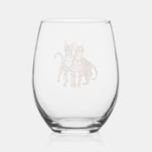 Bengal Cat Buddies Rosette and Snow Bengal Cats Pr Weinglas Ohne Stiel (Rückseite)