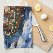 Bengal Cat Christmas Boat Holiday Geschirrtuch (Viertel Falte)