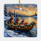 Bengal Cat Christmas Boat Holiday Keramikornament (Vorderseite)