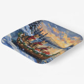 Bengal Cat Christmas Boat Holiday Pappteller (Gewinkelt)