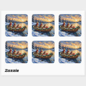 Bengal Cat Christmas Boat Holiday Quadratischer Aufkleber (Blatt)