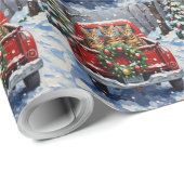 Bengal Cat Christmas Red Truck Holiday Geschenkpapier (Rolleneckpunkt)