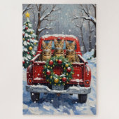 Bengal Cat Christmas Red Truck Holiday Puzzle (Vertikal)