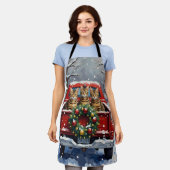 Bengal Cat Christmas Red Truck Holiday Schürze (Getragen)