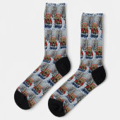Bengal Cat Christmas Red Truck Holiday Socken (Linkes Detail)