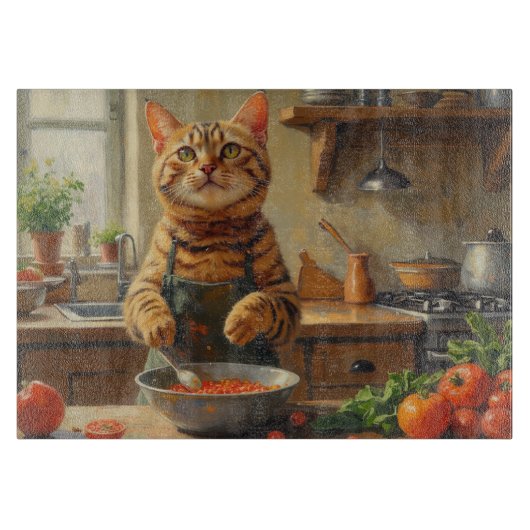 Bengal Cat Cooking in Kitchen Schneidebrett (Vorderseite)