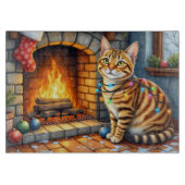 Bengal Cat Fireplace with Christmas Lights Schneidebrett (Vorderseite)