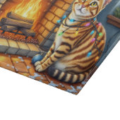 Bengal Cat Fireplace with Christmas Lights Schneidebrett (Ecke)