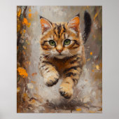 Bengal Cat Leaping Through Autumn Whispers Poster (Vorne)