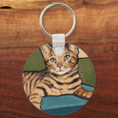 Bengal Cat Looking Up, Original Painting Schlüsselanhänger (Vorderseite)
