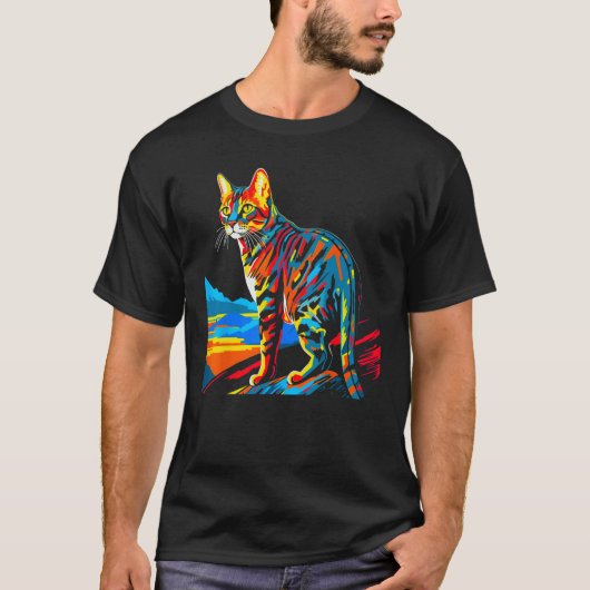 Bengal Cat Pop Art T-Shirt (Vorderseite)