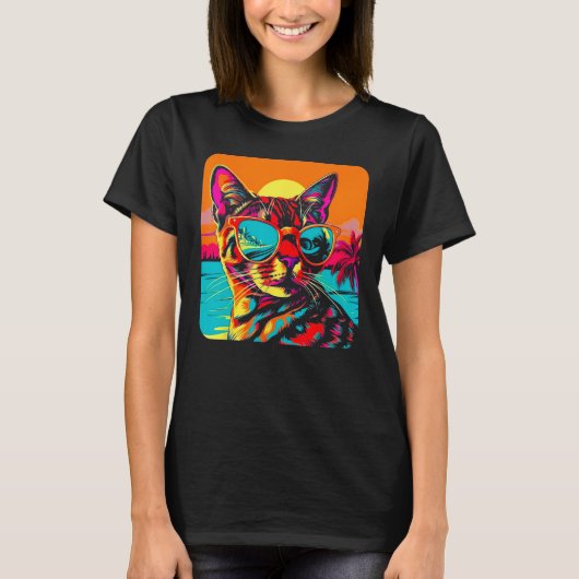 Bengal Cat Summer Beach T-Shirt (Vorderseite)