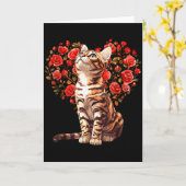 Bengal Cat Valentines Day Floral Heart Design For  Karte (Gelbe Blume)