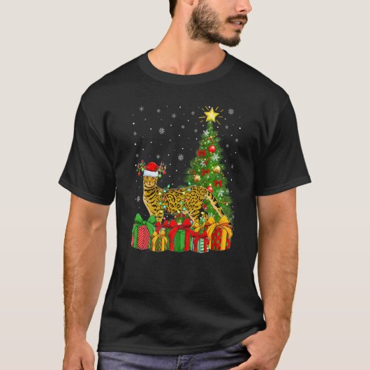 Bengal Cat Xmas Lights Santa Bengal Cat Christmas T-Shirt (Vorderseite)