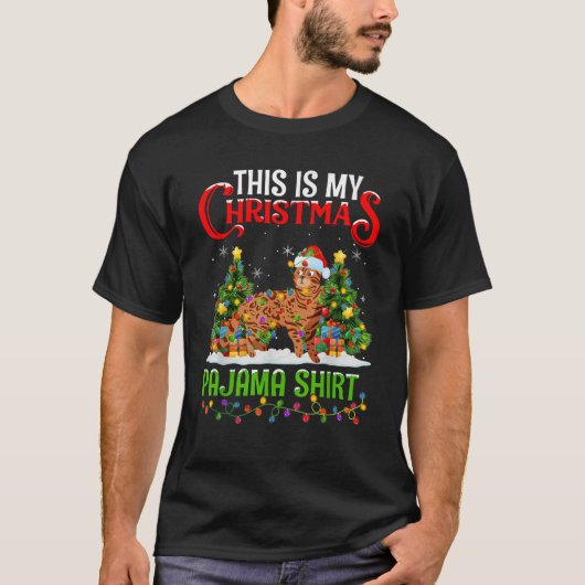 Bengal Cat Xmas Lights This Is My Christmas Pajama T-Shirt (Vorderseite)