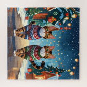 Bengal Cats Christmas Snow Holiday Puzzle (Horizontal)