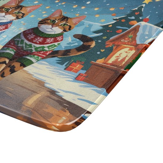 Bengal Cats Christmas Snow Holiday Schneidebrett (Ecke)