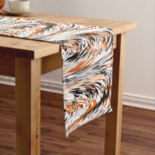 Bengal Farben Schlängelige orange und schwarze Lin Großer Tischläufer