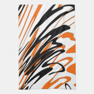 Bengal-Farben wellige orange und schwarze Linien Geschirrtuch