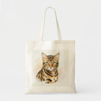 Bengal-Katze-Aquarell-Porträt Tragetasche