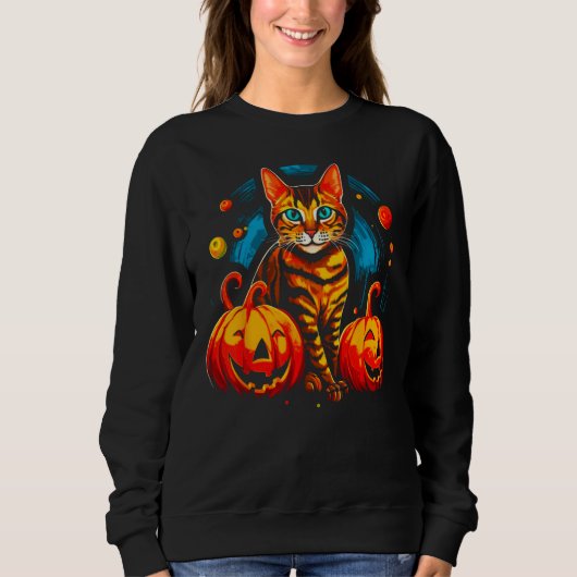 Bengal Katze Halloween Sweatshirt (Vorderseite)
