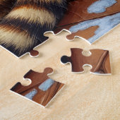 Bengal-Katze Kamin mit Weihnachtslichtern Puzzle (Seite)