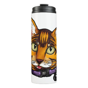 Bengal-Katze Katzen Kitty Cartoon-Gesicht Liebe sü Thermosbecher
