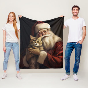 Bengal-Katze mit festlichem Weihnachtsmann Weihnac Fleecedecke